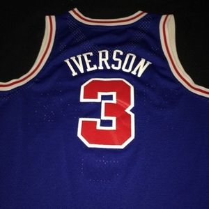 Allen Iverson 76ers Sixers Blue Adidas Jersey XL